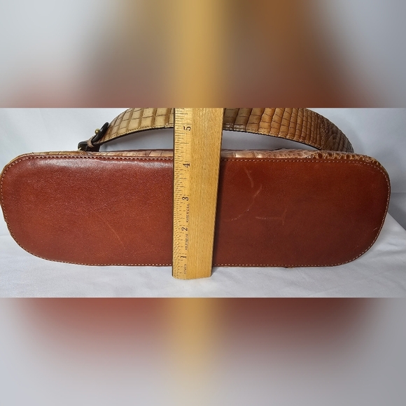 Vintage Brahmin Anytime Shoulder Bag Croc Embossed Leather Brown Tan Textured - Picture 14 of 16